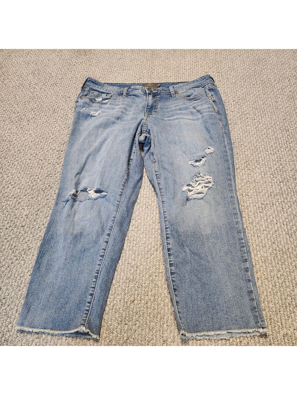 Torrid Vintage Stretch Crop Boyfriend Jeans Size 10 Light Blue Distressed